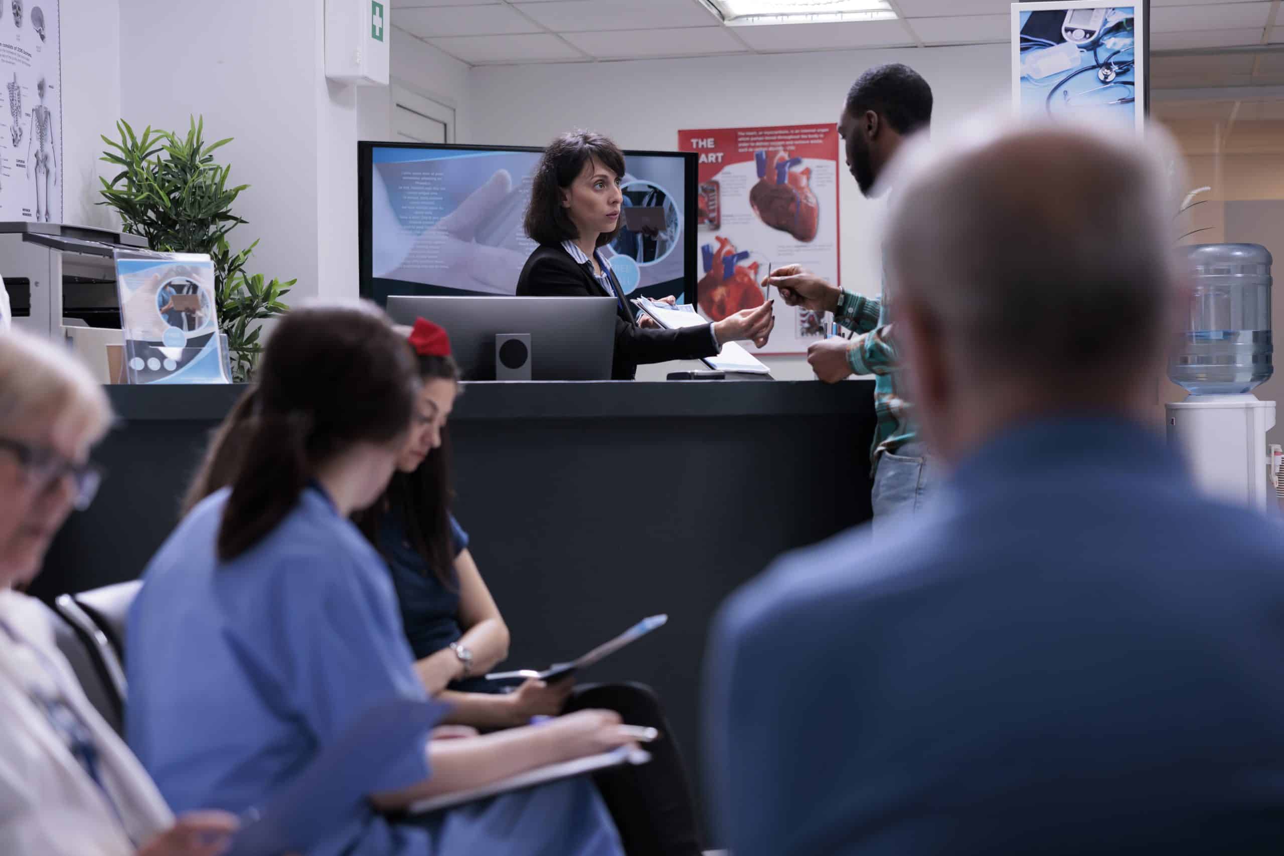 A busy clinic setting where remote staffing solutions can help promote smoother operations and patient care.