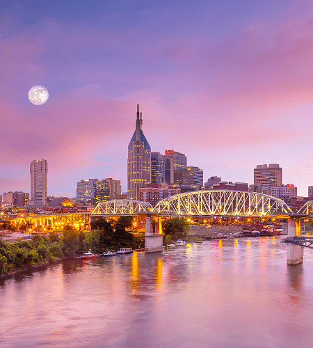 Nashville skyline at dusk